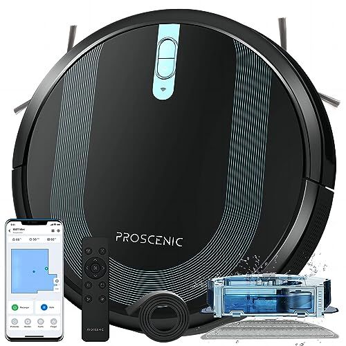 Proscenic 850T: Robot Aspirador y Fregasuelos con una potencia de 3000Pa, Versión Nueva, depósito mixto 2 en 1, Navegación Inteligente, Control por Siri, App, Alexa y Google Home.