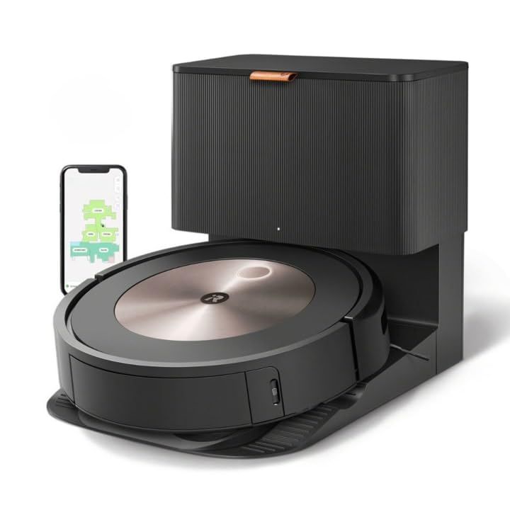 iRobot Roomba J7+ Espresso: Robot Aspirador con Conexión Wi-Fi, Vaciado Automático de la Suciedad, Dos Cepillos de Goma Multisuperficie, Óptimo para Mascotas, Aprende, Mapea y se Adapta a tu Hogar