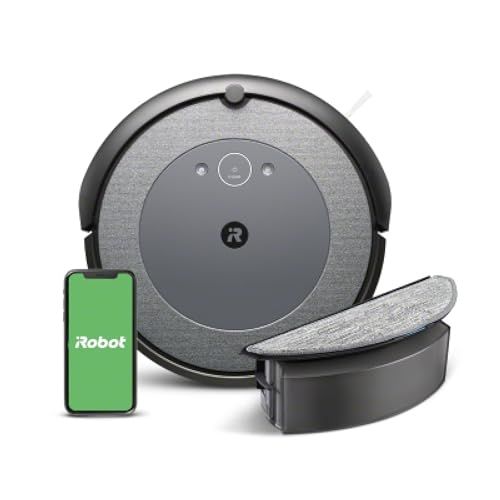 iRobot Roomba Combo i5: Robot Aspirador y Friegasuelos 2 en 1 con Depósito Mixto, Cepillos de Goma y Sensores de Suciedad, Ideal para Mascotas, Limpia por Habitación, Recarga y Reanuda, Control por Voz y App